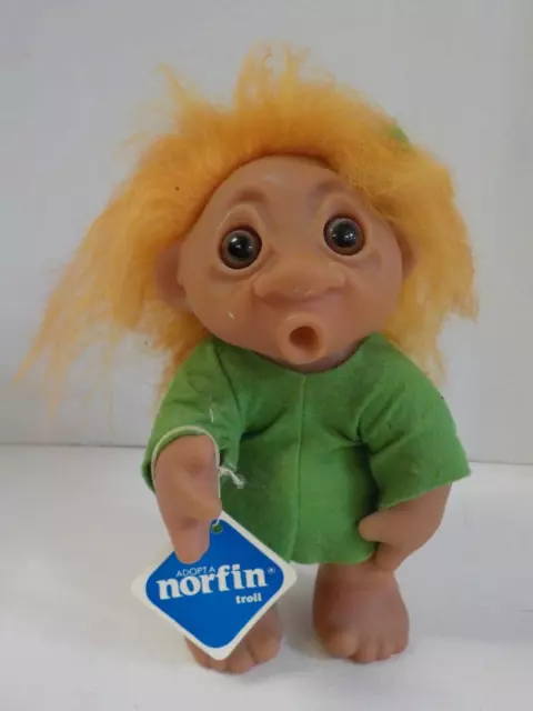 G1211 1977 HEATHER THUMB SUCKER W/ HANG TAG - 8" Dam Norfin Troll Doll - Rare