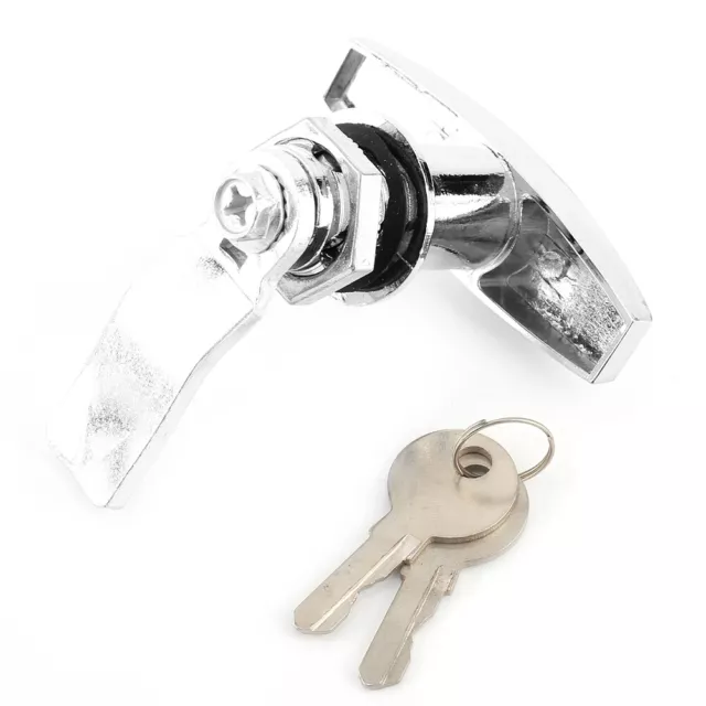 *SilverRear Fixing T Handle Lock Tool Box Garage Door Lock With Keys For Trailer