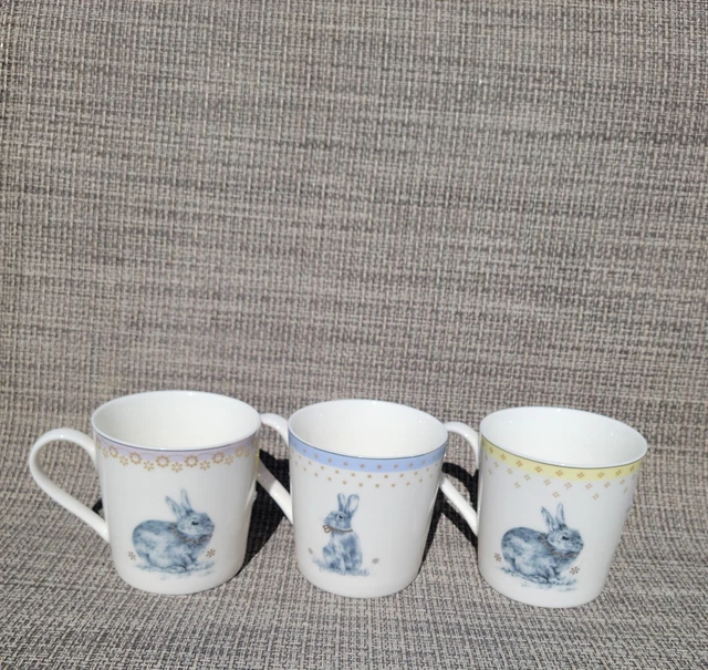 Spode Meadow Lane Bunny Mugs Set Of Three Porcelain 12 Ounces  New With Tags