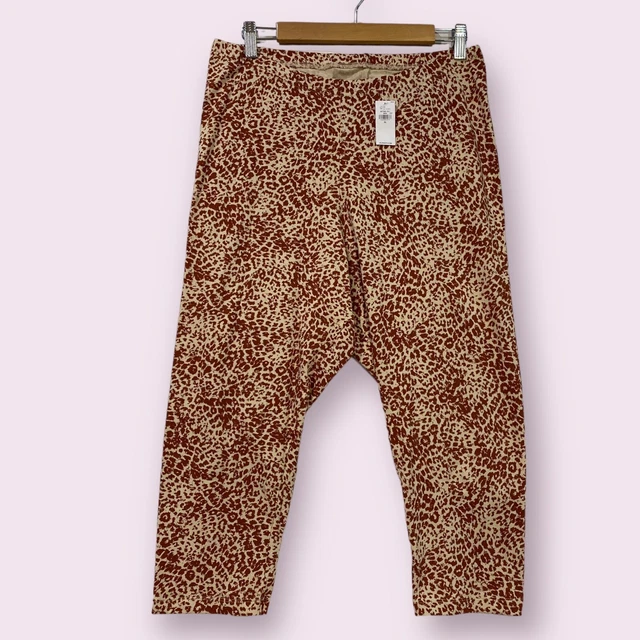 Old Navy High Rise Crop Leggings Size XL Brown Animal Print Cotton Stretch NWT