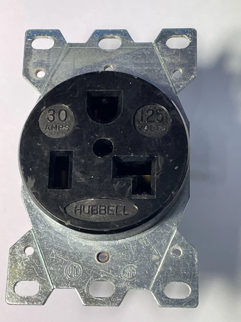 Hubbell, 30 Amp, Receptacle, 125 Volts, 3 Wire