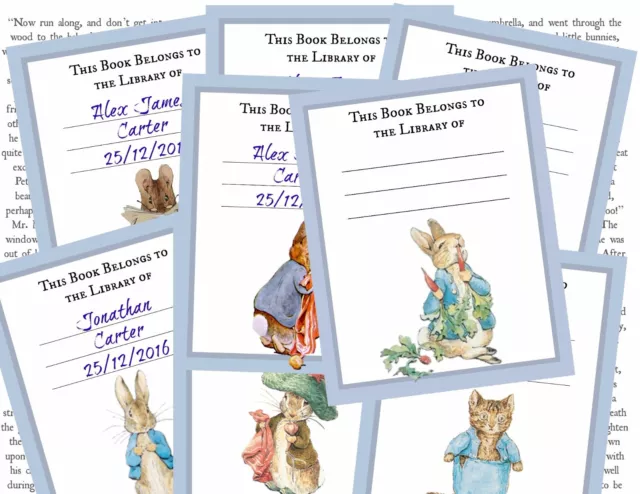 8 Personalised Beatrix Potter Peter Rabbit 'This book belongs to' Bookplates