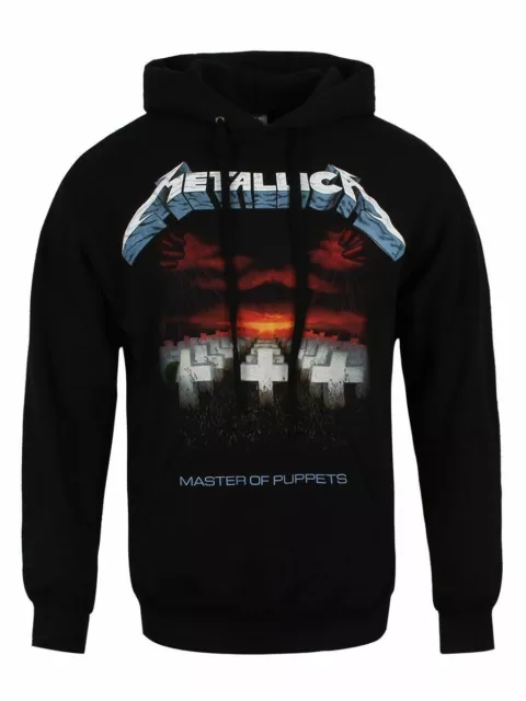 Metallica Hoodie Master of Puppets Tracks Hooded Top Official Black Mens Band