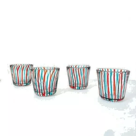 NWT Anthropologie Pietro Red and Green Holiday SET OF FOUR Votive Candle Holders