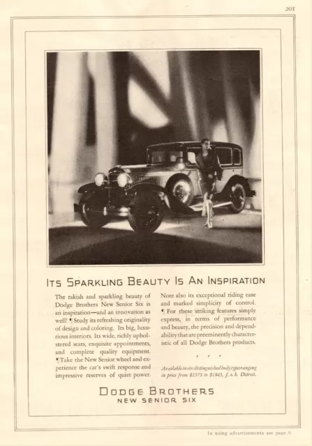 1928 Dodge Brothers Vintage Print Ad New Senior Six Sparkling Beauty Inspiration