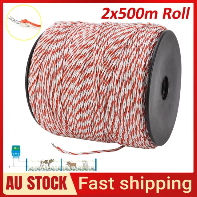 1000m Roll Polywire Electric Fence Stainless Steel Poly Wire Energiser-Insulator