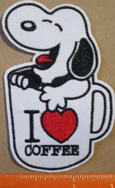 Peanuts Snoopy I Love Coffee hierro bordado en parche 2