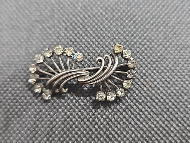 Broche Ancienne En Argent Massif Et Strass - Modèle F1013 - Occasion