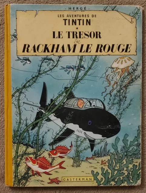 Tintin et Le Trésor de Rackham le Rouge 1963 Hergé Dos rond jaune B33 TBE