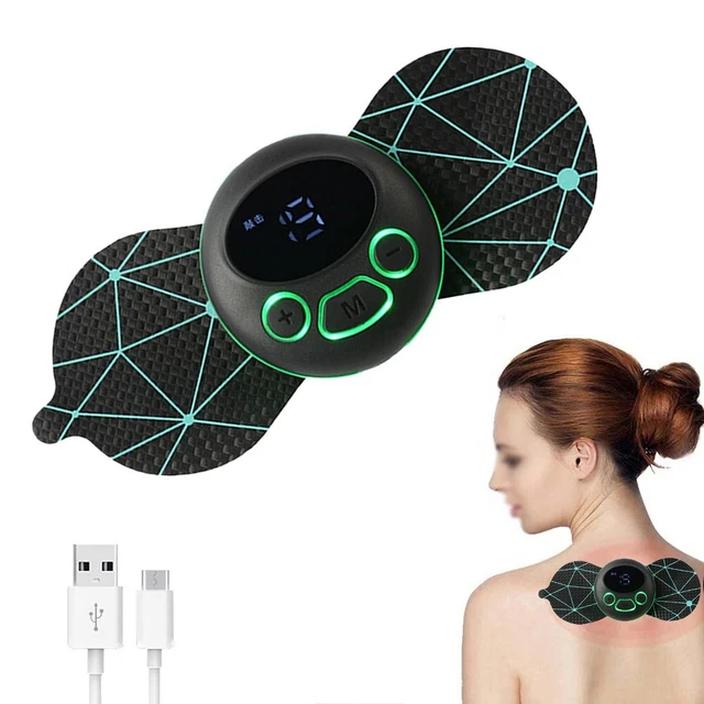 Pegatina de masaje para cuello masajeador 19 niveles 6 modos potenciador automático PU portátil