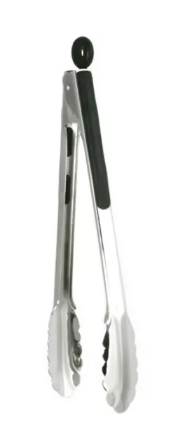 Stainless Steel Kitchen Tongs with Black Handle with Locking Mechanism 9,12,16"