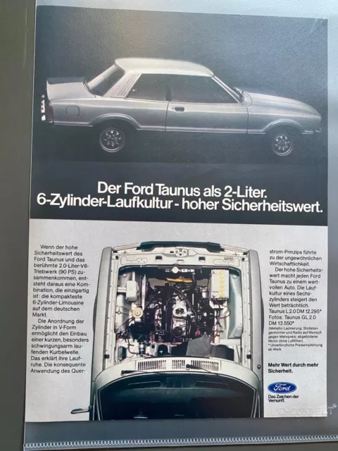 Ford Taunus 2-Liter V6 Oldtimer Original 1976 Vintage Advert Werbung Reklame