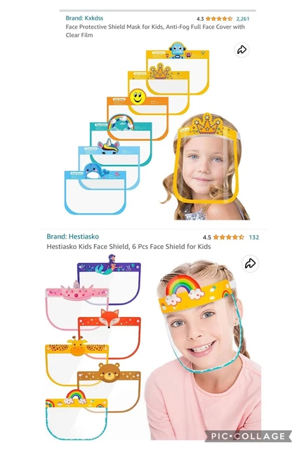 Face Shield Face Mask Kids (2 Packs of 6 Mix)            2