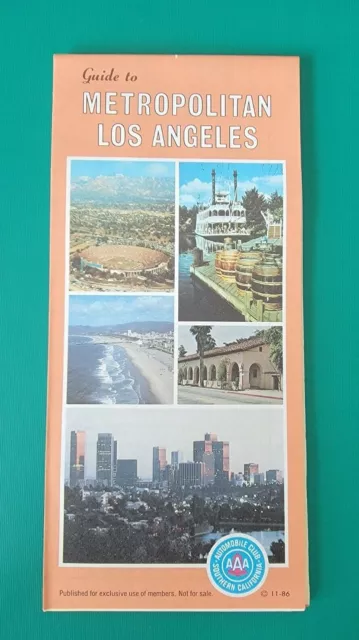NEW Guide to Metropolitan Los Angeles LA L.A. - AAA Map Maps 1986