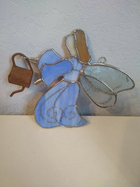Stained Glass Suncatcher Angel Garden Fairy With Watering Can Blue Gallery Inc