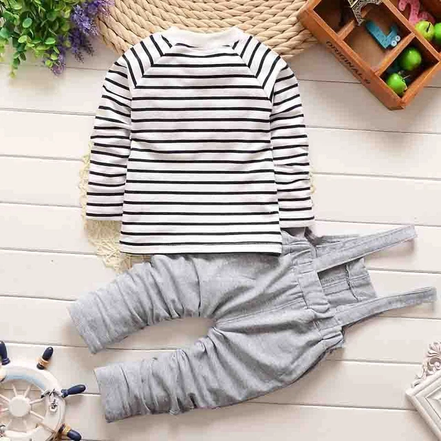 2 pz T-shirt top bambini bambini bambine + bretelle pantaloni set abiti 3