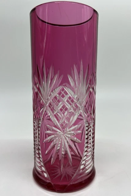 Val Saint Lambert Hubert Fouarge Vase Cristal Doublé De Couleur Coloré Rubis Ae