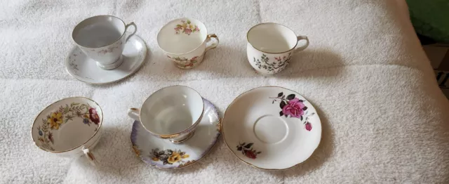 BONE CHINA ASSORTED Tea Cups and Saucers lot mismatched - European and ...