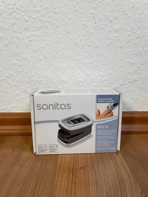 Sanitas Pulsoximeter SPO 18 Messgerät Pulsmessgerät Fingerpulsoximeter *NEU/OVP*