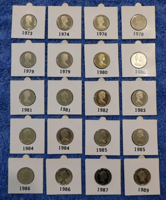 Assorted (20) New Zealand 10 cent ( 10c ) Proof Coins - various dates