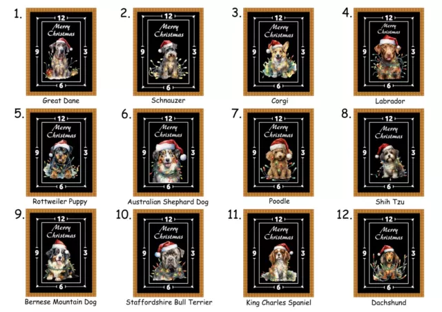 Cute Dog Breeds In Christmas Lights Wall Clock Decoration (Can Be Personalised)