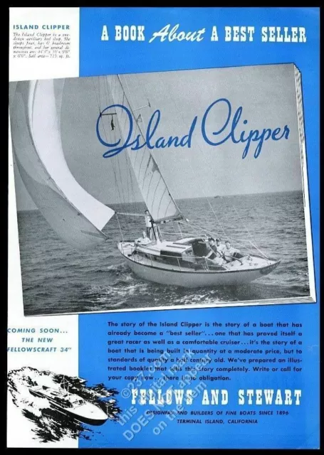 1945 Island Clipper 44' sailboat sailing yacht photo Fellows & Stewart print ad