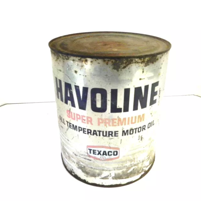 Vintage Havoline Super Premium All Temperature Motor Oil 1 Gallon Empty Used Vtg 2