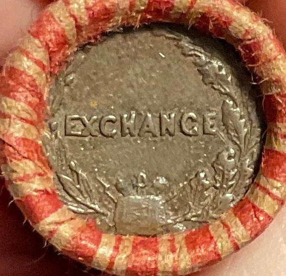 Crimped & Sealed Wheat Pennies roll capped with old Civil War Token #54