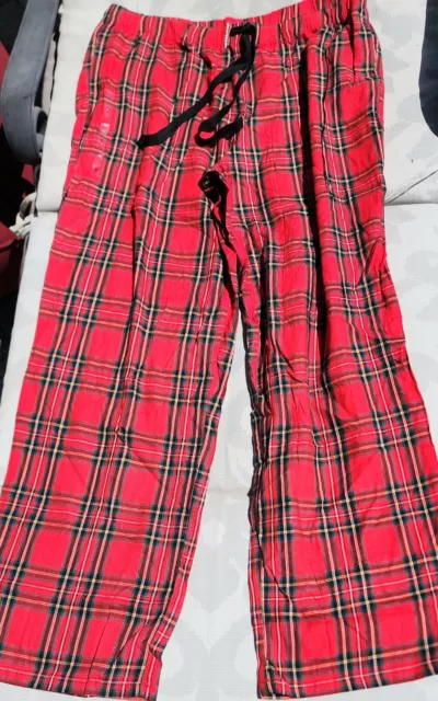 VICTORIA'S SECRET VINTAGE 💕 Pajama Pants Flannel Plaid Red Pockets L ...