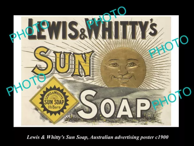 POSTCARD SIZE AUSTRALIAN ADVERTISING POSTER LEWIS & WHITTYS SUN SOAP c1900