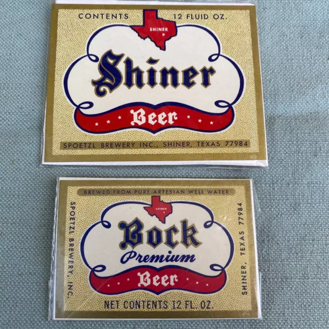Shiner Premium Bock Beer Label Labels Texas Brewery Spoetzl Vintage 1970's Gold