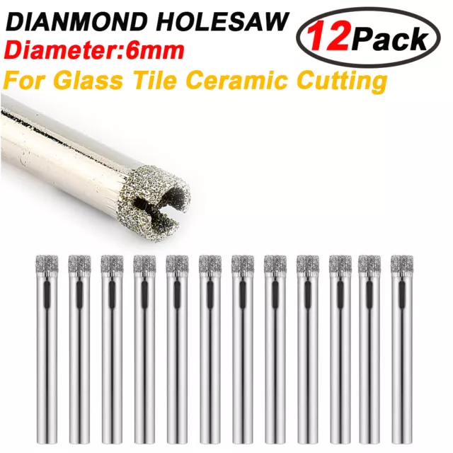 12x Diamantbohrer 6mm Hohlbohrer Lochsäge Bohrkrone Glasbohrer Fliesenbohrer