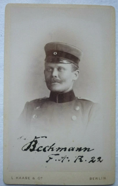 CdV Preussische KRIEGSAKADEMIE BERLIN 1886-1889 Beckmann Feld Artillerie Nr. 22