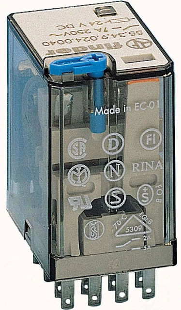 Finder ghiaccio industriale miniatura 55.34.9.024.5070 - 7A, 4W, 24V DC, 4 conversioni