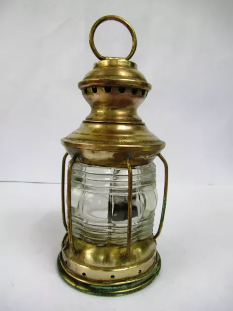 Antik Messing Laterne Öl Lampe Dekorativ Aufhängen Marine Schiff Heim Dezember F