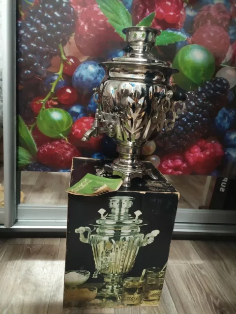 VINTAGE TULA  METAL ELECTRIC SAMOVAR 3L NEUE ORIGINALBOX  UdSSR/RUSSLAND,1987