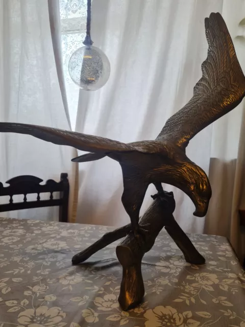 ( RARE ) Large Vintage Brass Eagle Sculpture