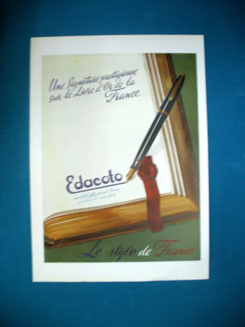 Publicite De Presse Edacoto Stylo Plume Mod. 95 Par G. De Sainte Croix 1948