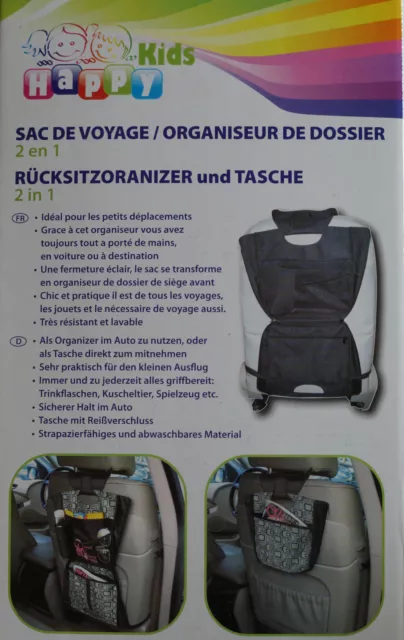 Happy Kids Rücksitzorganizer und Tasche 2in1 Auto Kinder Spiel abwaschbar Urlaub