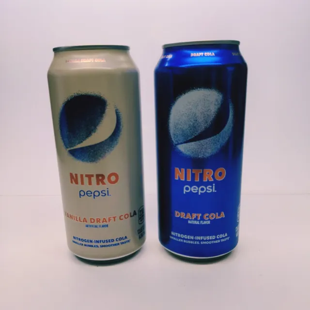 NITRO PEPSI DRAFT Cola & Vanilla Draft Cola Lot Of Two Cans * Two 13.65 ...