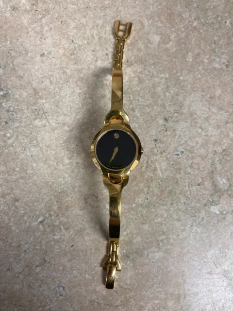 Ladie's Movado 88 A1 1846, Signature Black Dial Gold Tone Watch (NEEDS BATTERY)