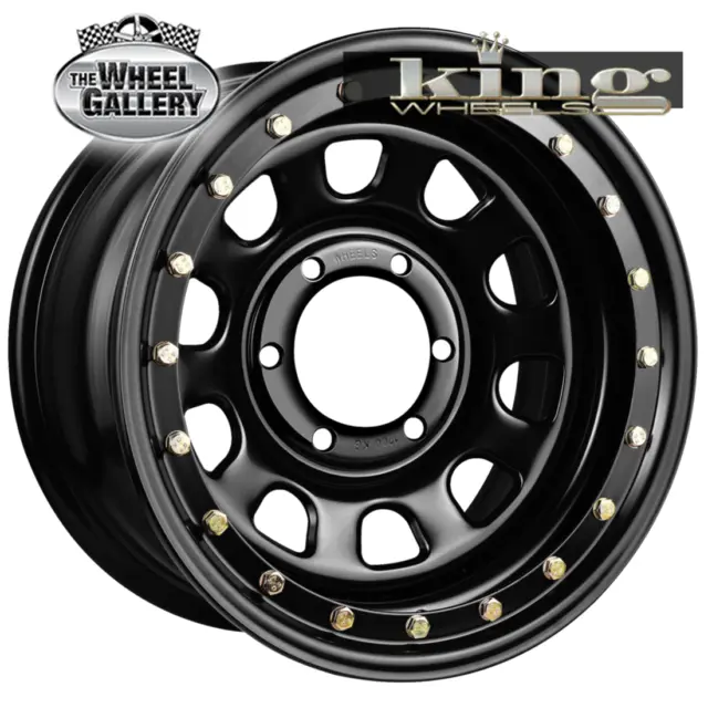 Set of  King D-Locker 16x8 5/150 0P Satin Black - Zinc Bolts Steel Wheels