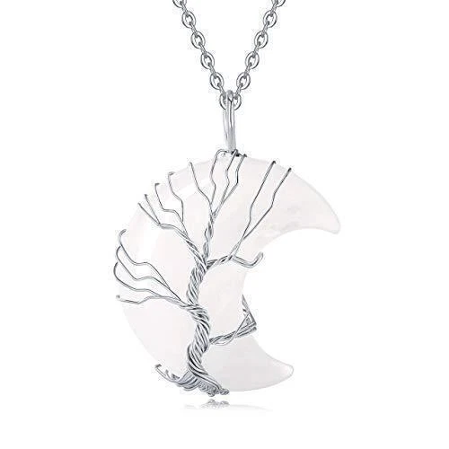 Tree of Life Pendant Necklace 7 Chakra Natural Gemstone Crystal Stones Healing