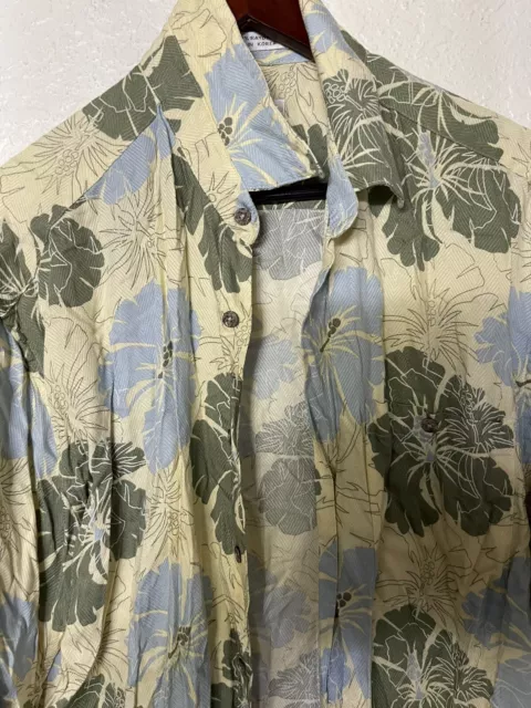 Vintage Pierre Cardin Hawaiian Mens Shirt Sz L Hawaii Floral 100% Cotton A1