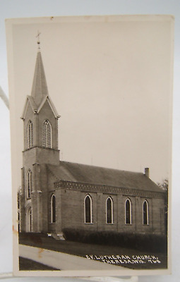 Old Real Photo Postcard Rppc E.v. Lutheran Church Theresa Wisconsin