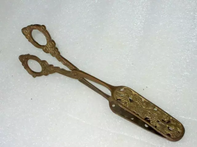 591ms Antiguo Latón Raro Artesanal Único Floral Hoja Grabado Hielo Cubo Soporte 2