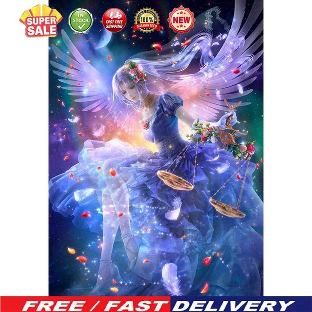 (DE9693) HÁGALO USTED MISMO Mosaico Diosa Vestido Azul Taladro Completo Redondo Diamante Resina Pintura K