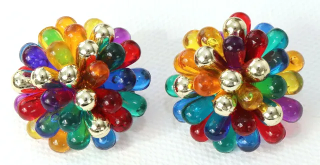 Earrings Fashion Jewelry Vintage Clips Ear Boho GDR 70er Drops Colourful Hippie