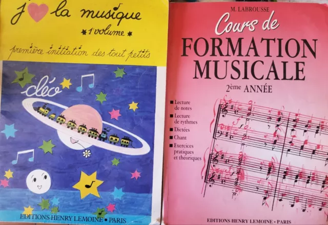 Lot  Cours de formation musicale Vol2 Labrousse + j'aime la musique Lemoine Vol1