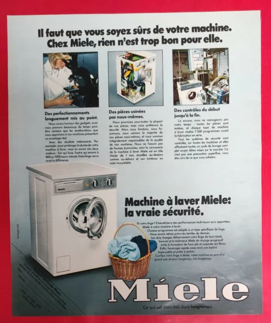 Publicité de presse  Machine à laver MIELE La vraie sécurité 1976